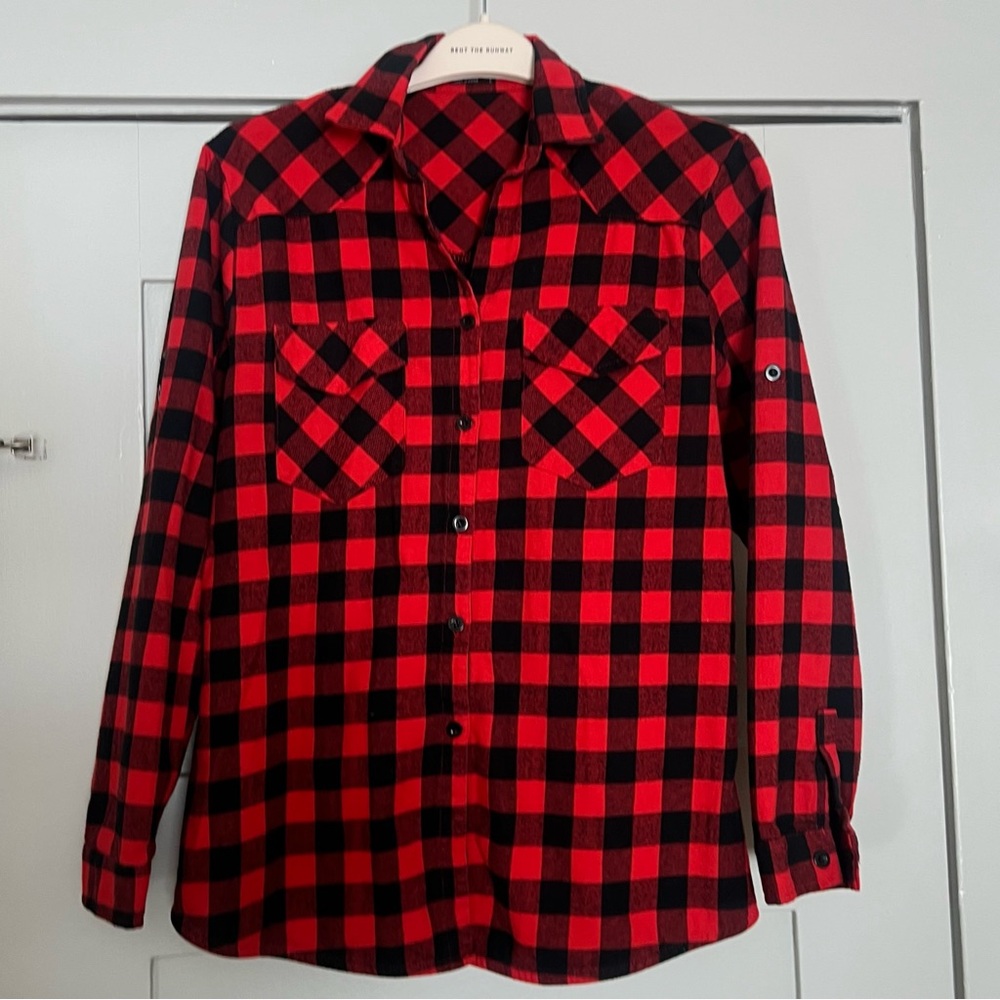 Zeagoo Ref Black Buffalo Check Print Flannel Size L